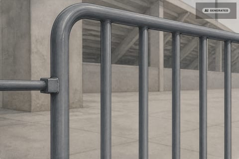 Absperrgitter am Stadionzugang – KI-generiertes Bild.